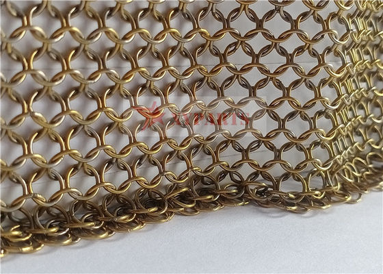 インテリア デザインのための金色の鎖かたびらの網のカーテンのステンレス鋼