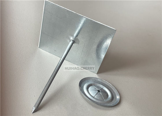 断熱ボードとミネラルウール固定用自己粘着アルミ製スティックピン 65mm クリップ付き