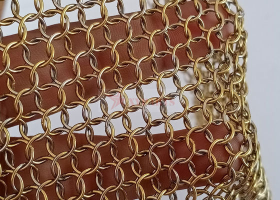 青銅色 0.8x7mm ステンレス鋼 316 メタルリング メッシュカーテン インテリア装飾用