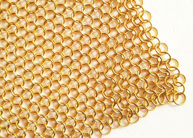 2MM Dia 20mm ODホテルの金属カーテンのための金色の金属リング メッシュ生地