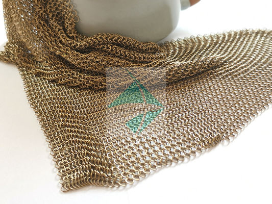 金の指輪の網のChainmailの織り方のタイプ ステンレス鋼円形リングPVD金属の網の飾り布